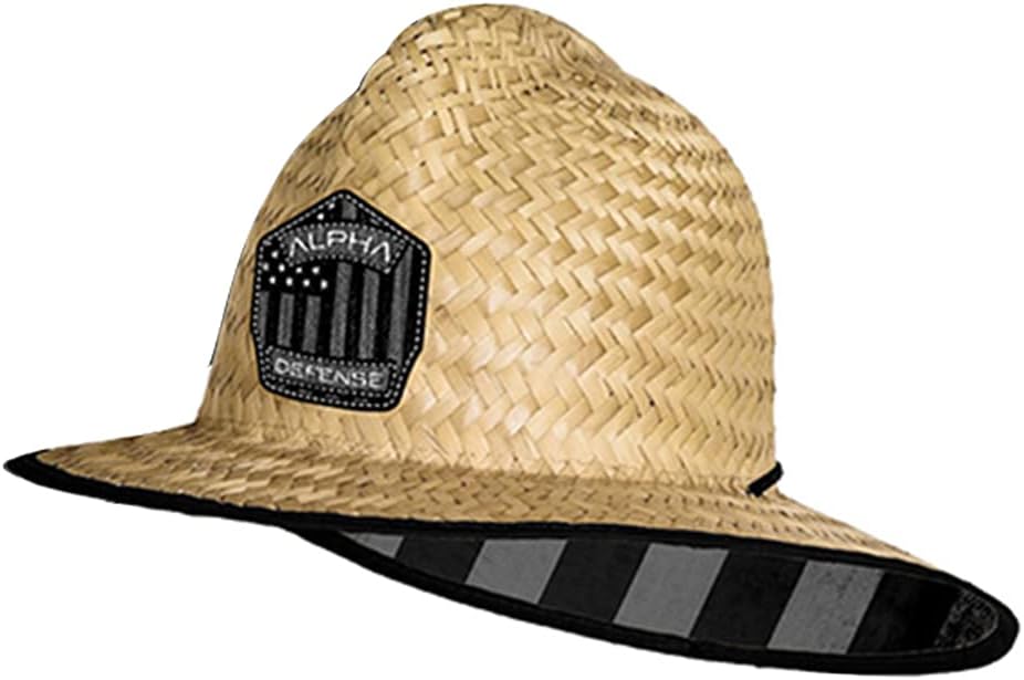 Alpha Defense Fire Co. Sombrero de paja  Sombrero bajo ala para hombres y mujeres  Incluye 1 protector facial