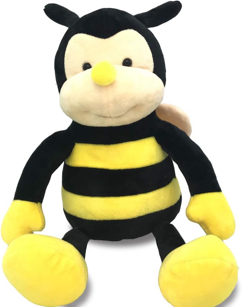 Peluche Nana la abeja con cara sonriente y alas amarillas, abejorro, juguete suave en forma de animal para niños de 12 pulgadas de la cabeza a los