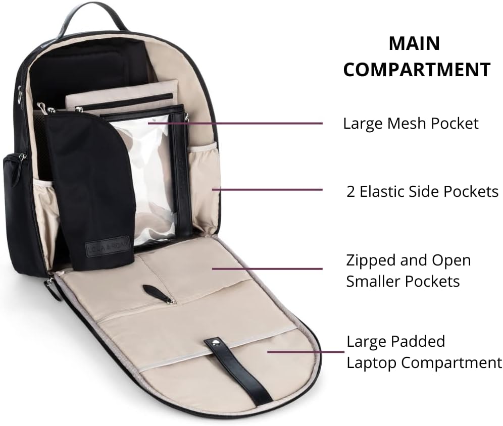 LOLA & ROAM Mochila para pañales de nailon, compartimento térmico aislado, 5 accesorios, materiales ligeros y duraderos, compartimentos separados