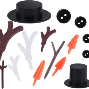 Milisten Kit de 344 botones de manualidades de muñeco de nieve navideño, 60 botones de nariz de zanahoria, 60 mini sombreros negros, 200 botones Milisten Kit de 344 botones de manualidades de muñeco de nieve navideño, 60 botones de nariz de zanahoria, 60 mini sombreros negros, 200 botones