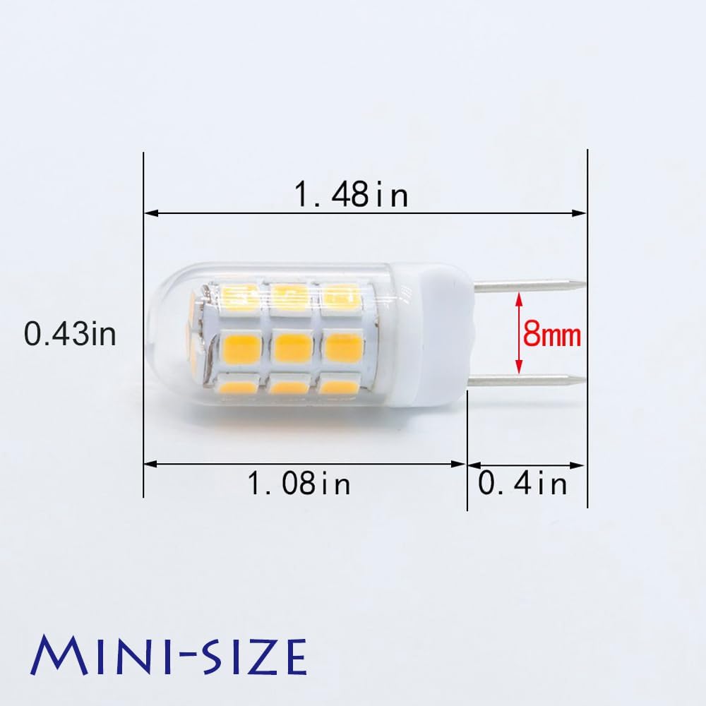 Bombilla LED G8, bombillas de microondas de 20 W debajo del capó, bombillas de superficie de luz de cocina sobre la estufa para horno microondas GE,