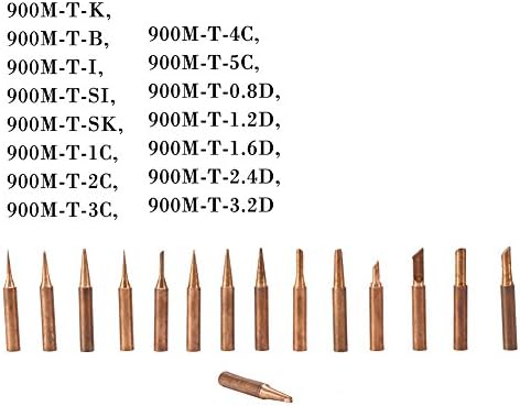 Juego de puntas de soldadura reemplazables de cobre puro de la serie 900M-T, 15 piezas, estación de soldadura de baja temperatura, forma K, B, I,