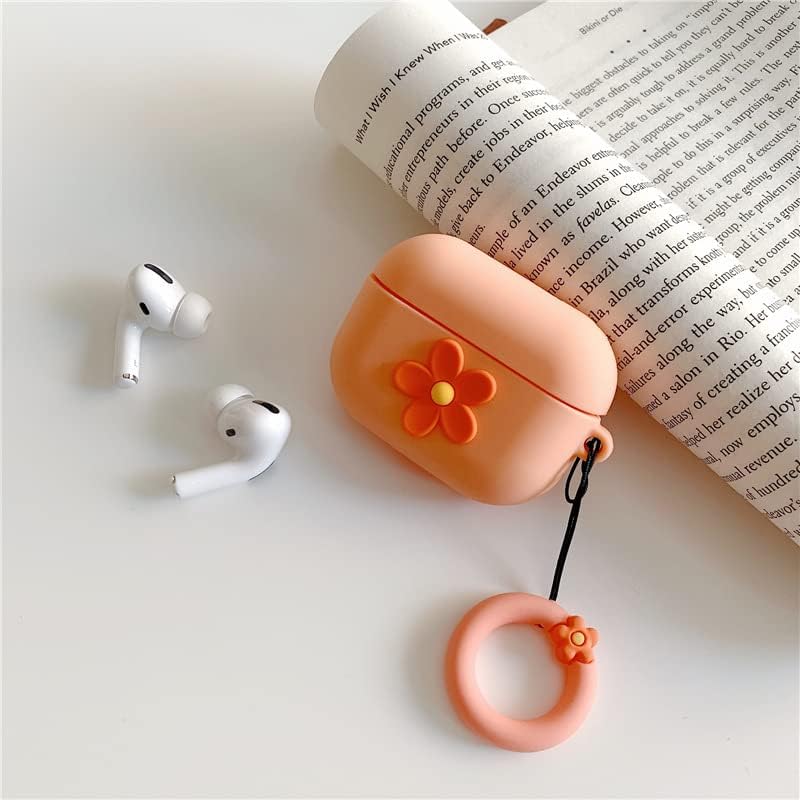 Funda compatible con AirPods Pro, silicona suave a prueba de golpes, diseño de flores 3D de dibujos animados para niñas y mujeres, linda funda