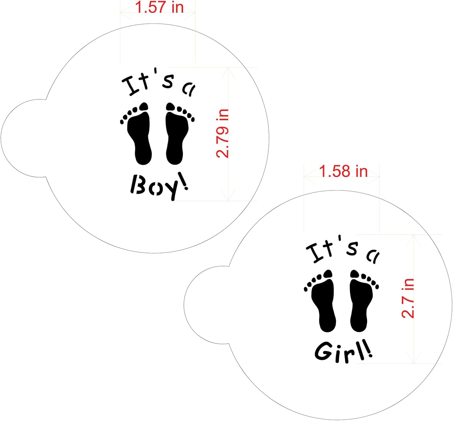 Designer Stencils C064 – Plantilla de galletas It’s a BoyGirl – 3.5 pulgadas, Beigesemitransparente