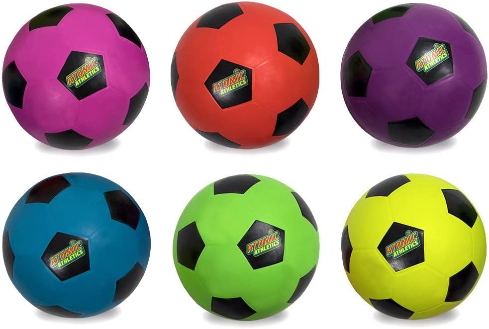 K-Roo Sports Atomic Athletics – Pelotas de goma neón para patio de recreo, paquete de 6 unidades, incluye bomba y bolsa de almacenamiento