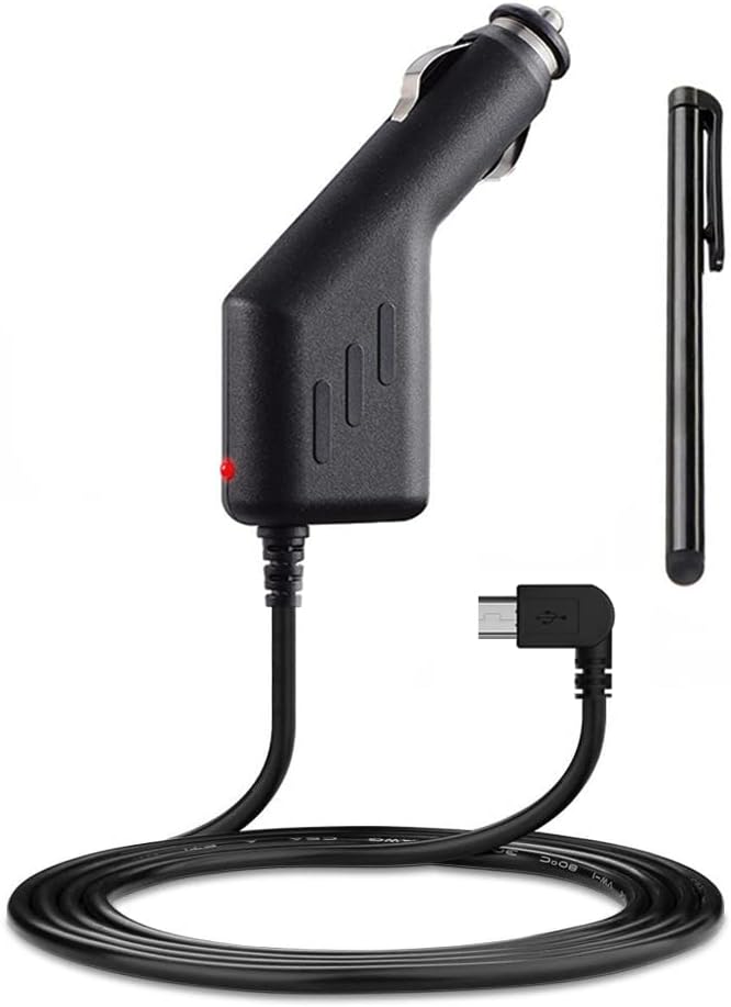 Ramtech – Cable adaptador universal de corriente para cargador de coche DC 12V 2A para GPS + lápiz capacitivo adicional, compatible con Garmin Nuvi
