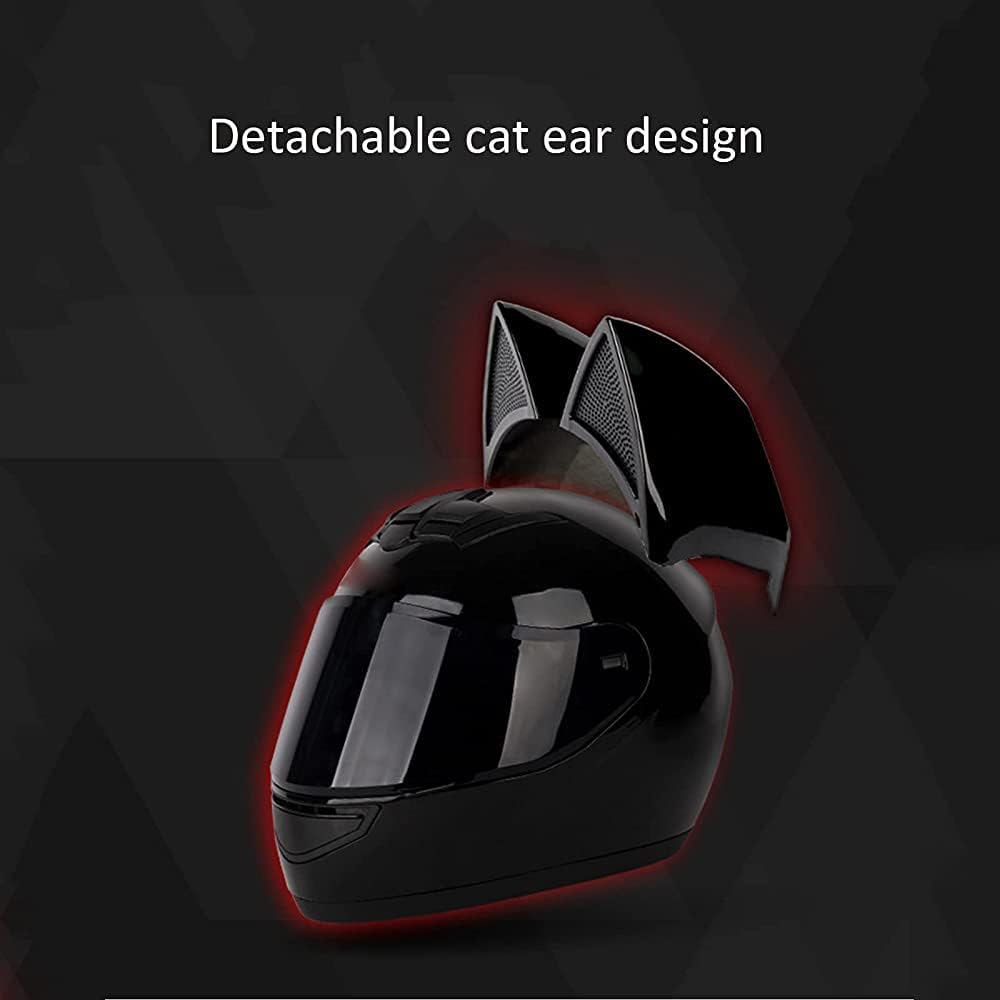 Casco de motocicleta de cara completa para mujer, con orejas de gato, cascos con Bluetooth, casco modular ligero con certificación DOTECE para
