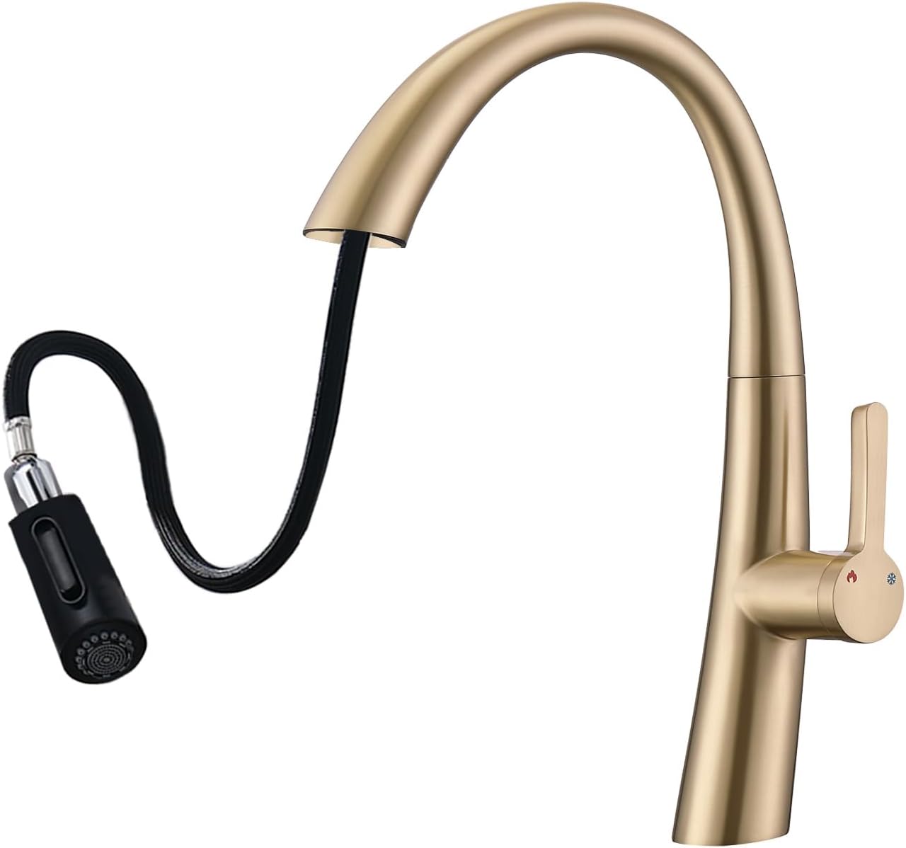Grifo de cocina con rociador extraíble, grifo de fregadero de cocina con boquilla de arco alto de una sola manija, grifo de cocina extraíble para el