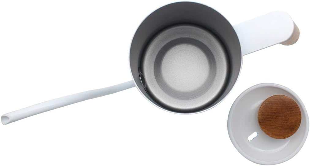 Hervidor de café, cafetera de acero inoxidable, hervidores de té, boquilla de cuello de cisne para un vertido de precisión con mango de madera blanco