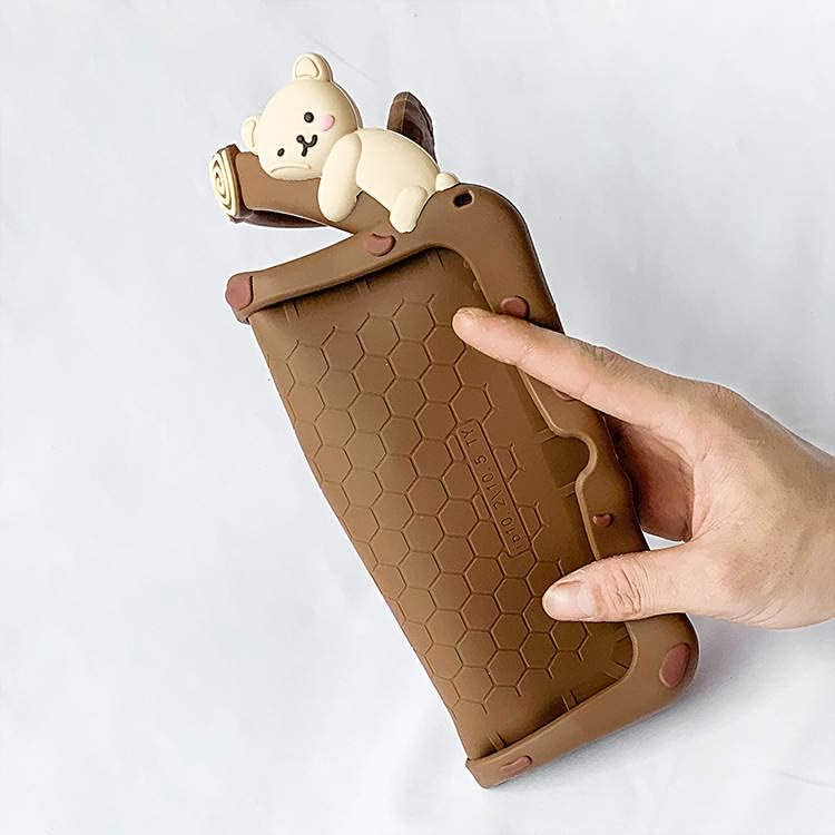 Funda para iPad con diseño de oso adorable para niños, soporte plegable, funda de silicona flexible, funda diseñada para galletas para iPad 7