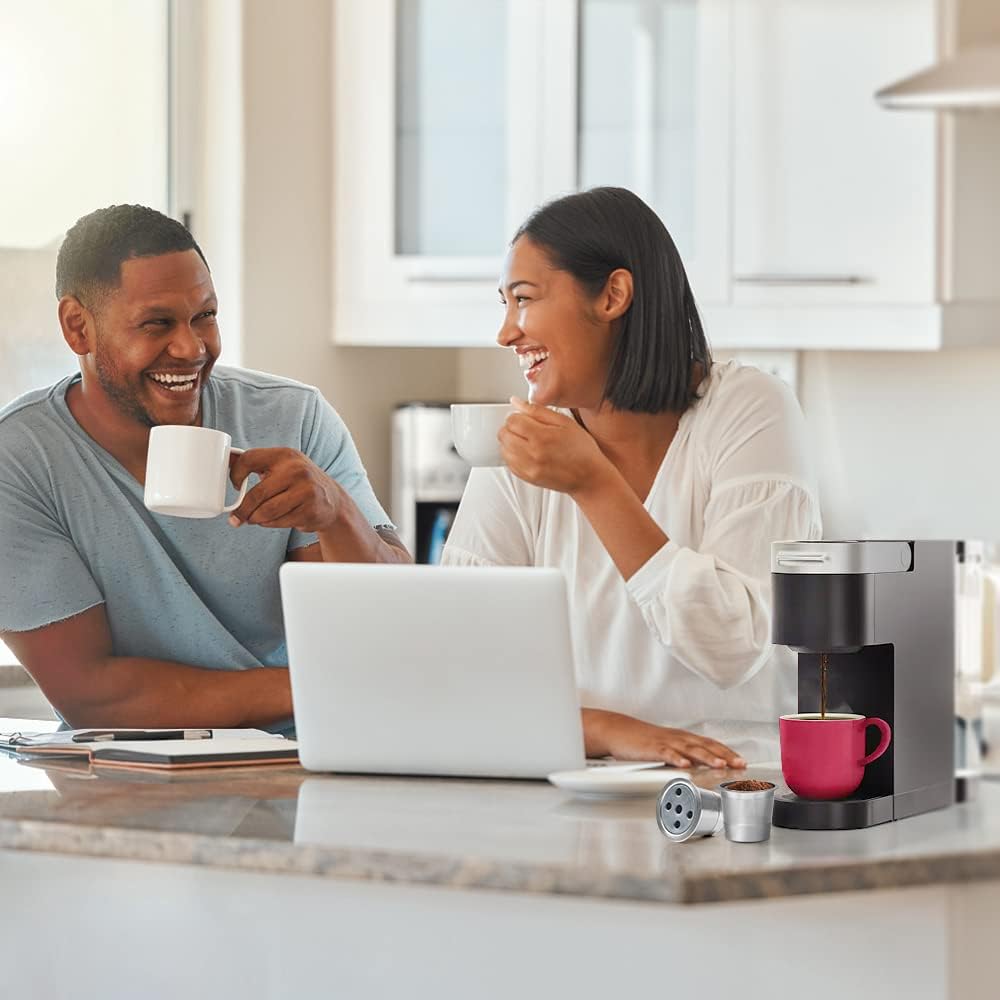 Paquete de 4 tazas K reutilizables de acero inoxidable para K eurig Supreme & Supreme Plus, filtro universal K-eurig de cinco agujeros para cápsulas