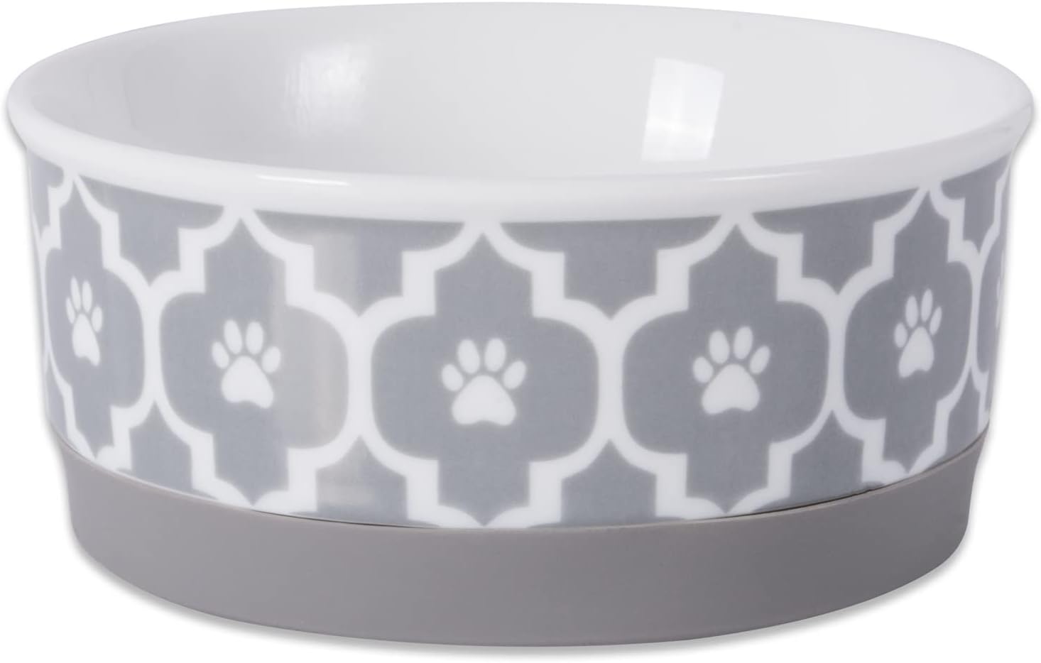 Recipiente y tazón para mascotas Bone Dry Lattice Collection, juego pequeño, 4.25×2 pulgadas, gris, 2 unidades