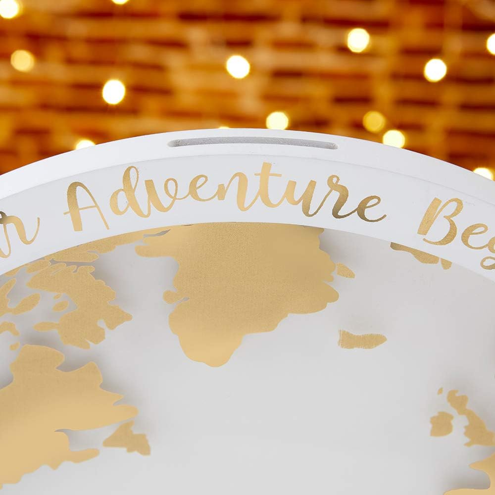 Kate Aspen Libro de invitados de boda alternativo – Our Adventure Begins Globe Frame Recuerdo (22101NA), negro