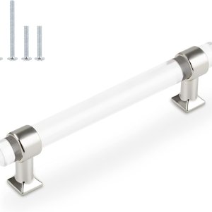 Orger Paquete de 30 tiradores acrílicos para gabinetes de cocina, tiradores de cajones de cocina, tiradores de puerta de armario cromados plateados, Orger Paquete de 30 tiradores acrílicos para gabinetes de cocina, tiradores de cajones de cocina, tiradores de puerta de armario cromados plateados,