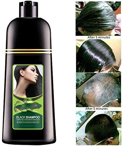 Deysen Tinte natural orgánico rápido para el cabello solo 5 minutos Noni Plant Black Champú, champú para cabello negro, champú para el crecimiento