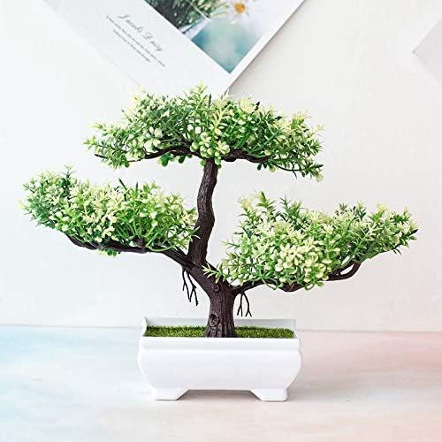 AIDNTBEO Planta artificial falsa Bonsái en maceta, árbol de pino de simulación para decoración del hogar y oficina, color rosa