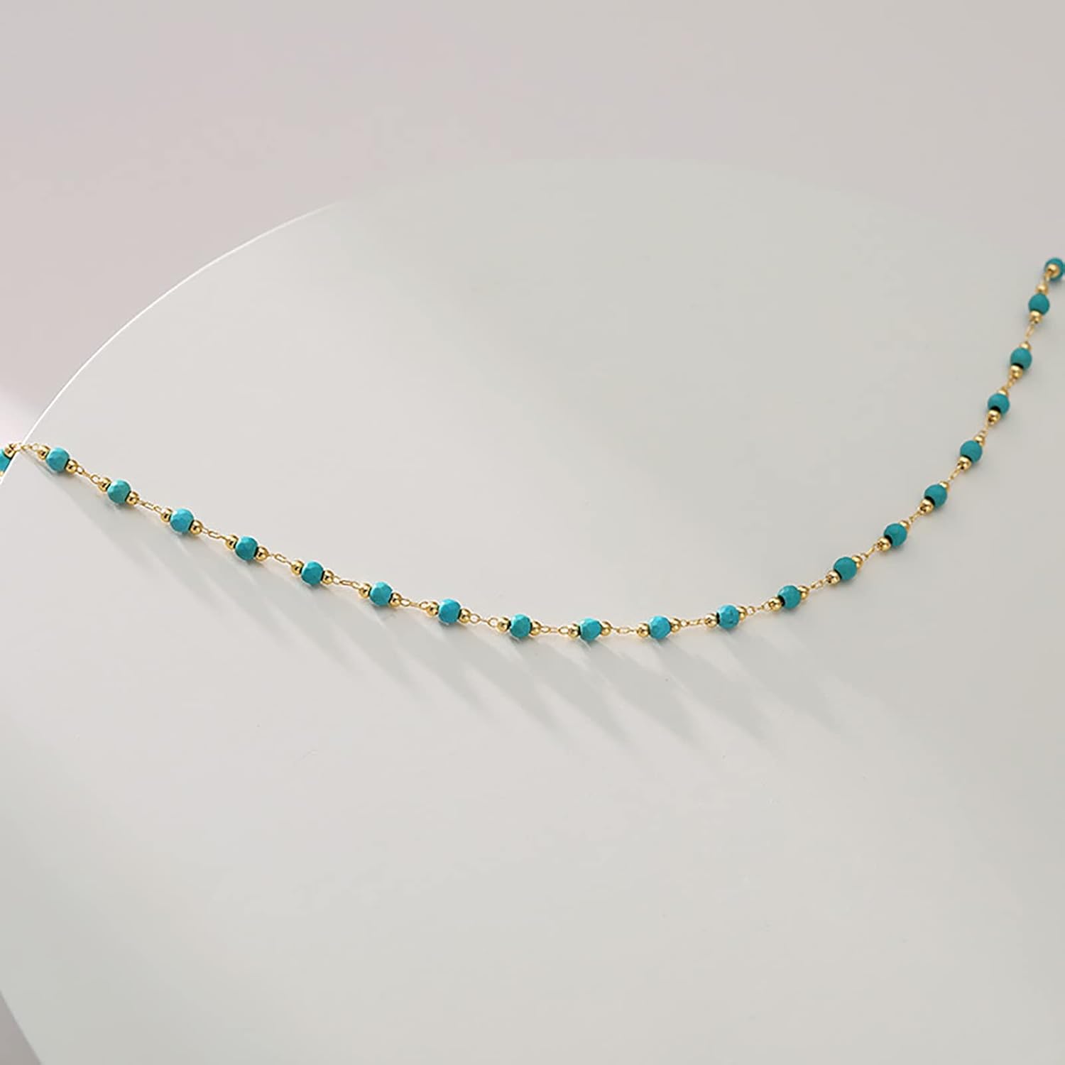 Turquoise Choker Necklaces for Women 18k Gold Plated Turquoise Beaded Necklace Choker Necklaces for Women