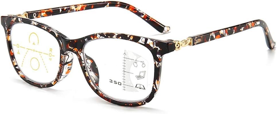 Gafas de lectura progresivas multienfoque para hombres y mujeres, sin línea, multifocales, lentes de lectura con bloqueo de luz azul, 100%