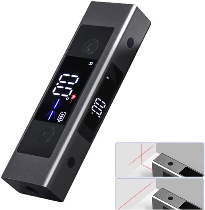 Inclinómetro digital de transportador, regla L de medición de ángulo, con marca de luz roja bidireccional, buscador de ángulo de pantalla doble,
