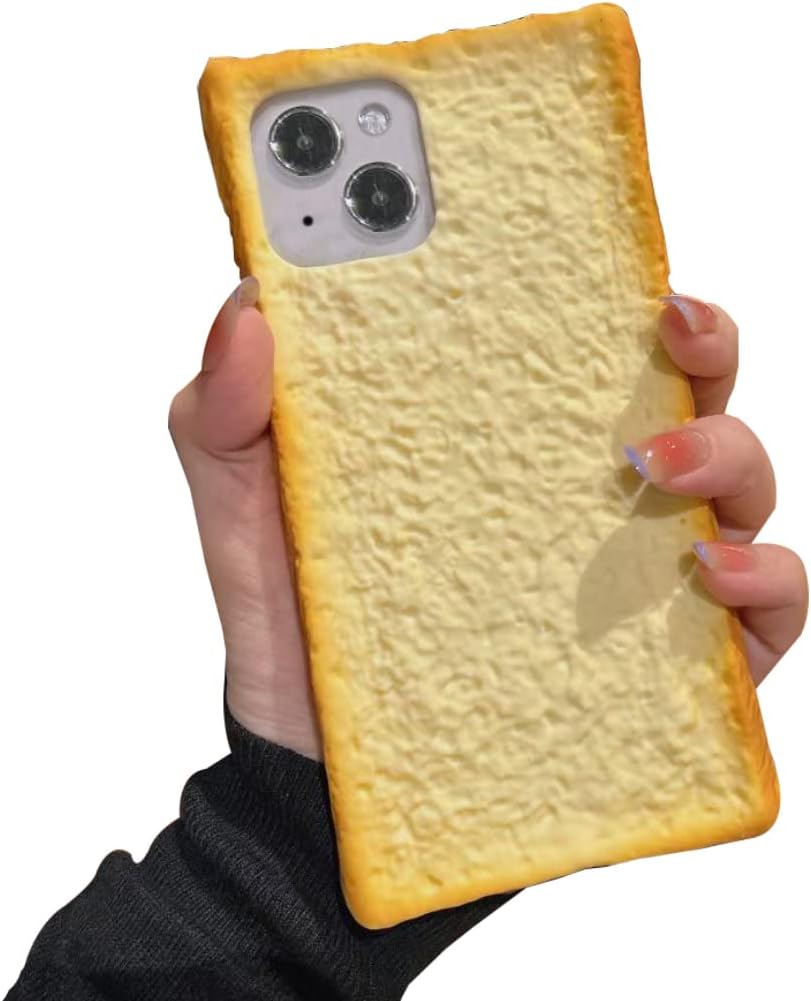 Linda funda de teléfono con diseño de comida para iPhone 11, divertida simulación de pan tostado, desayuno, cuatro esquinas, protección gruesa de