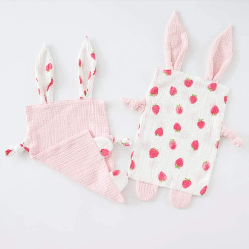 Manta de seguridad de conejo para niños y niñas, de muselina suave y transpirable, toalla calmante para bebé, regalo para recién nacidos, juego de 2