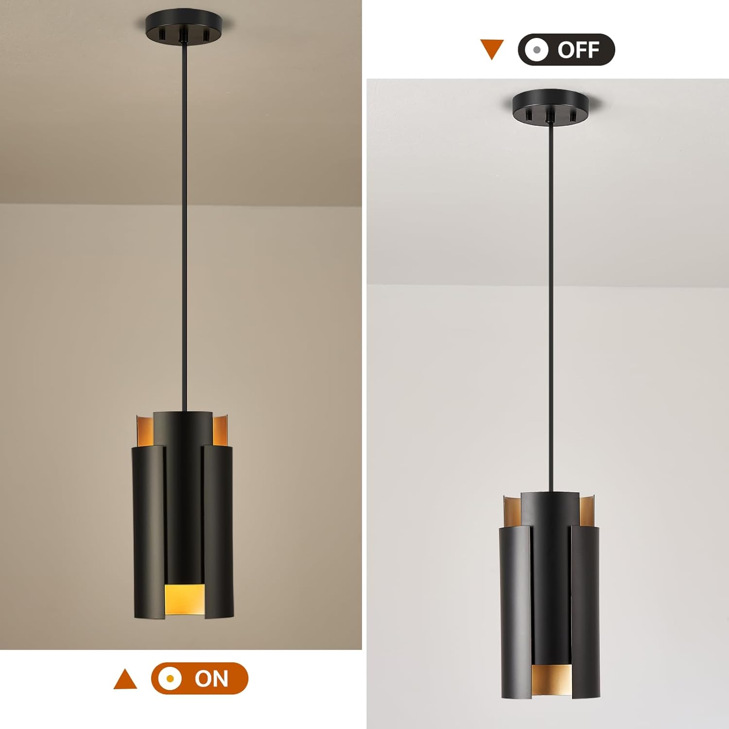 Lámpara colgante negra moderna de 1 luz para isla de cocina con pantalla de metal, lámpara colgante de techo industrial para comedor, entrada,