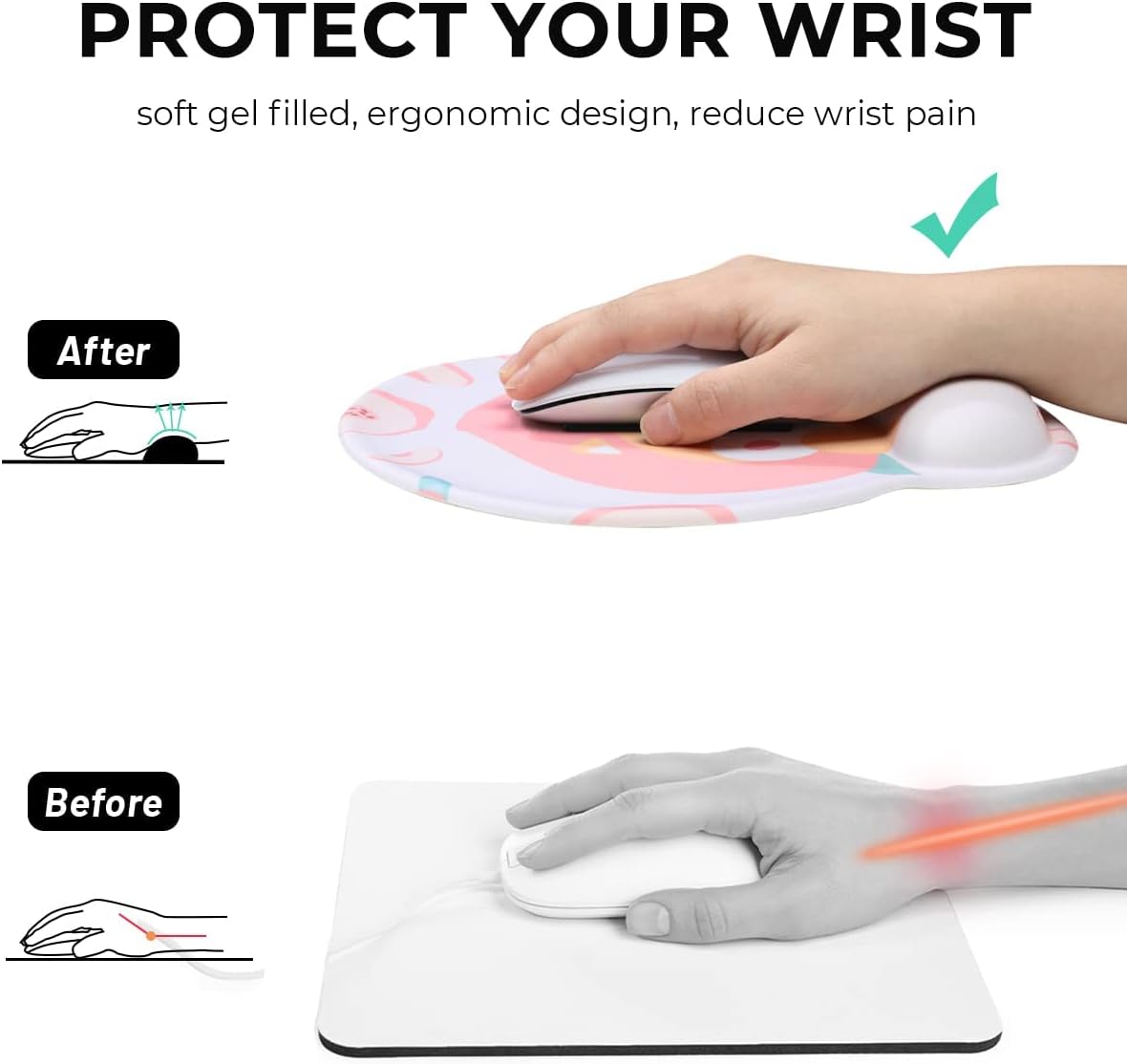 Alfombrilla de mouse ergonómica, alfombrilla de mouse para perro, soporte de muñeca antideslizante, alfombrilla de silicona para mouse de oficina,
