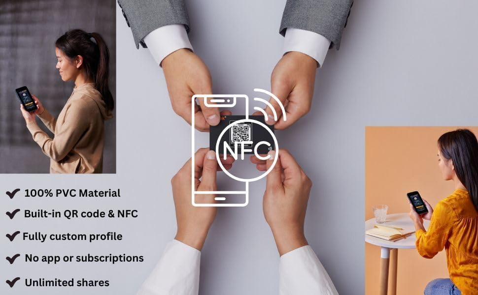 QRLynk Tarjeta Smart Tap – Tarjeta de visita con chip NFC – Ideal para compartir presencia digital – Funciona en iPhone y Android – Sin aplicación,