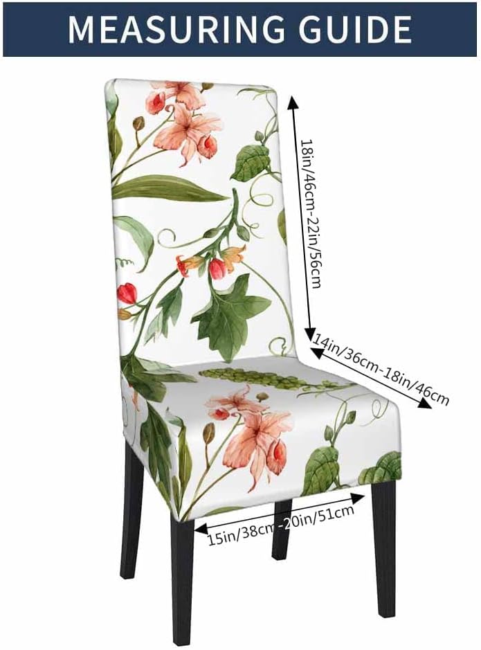 Funda de asiento de silla de orquídea tropical acuarela, follaje de palmera, plantas exóticas, poliéster, decoración elástica para el hogar,