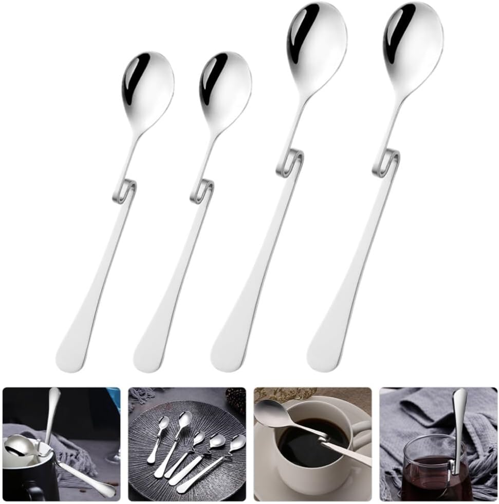 OSALADI 4 cucharas de café expreso de acero inoxidable mermelada de miel cuchara de café cuchara mezcladora de leche cucharadita taza colgante