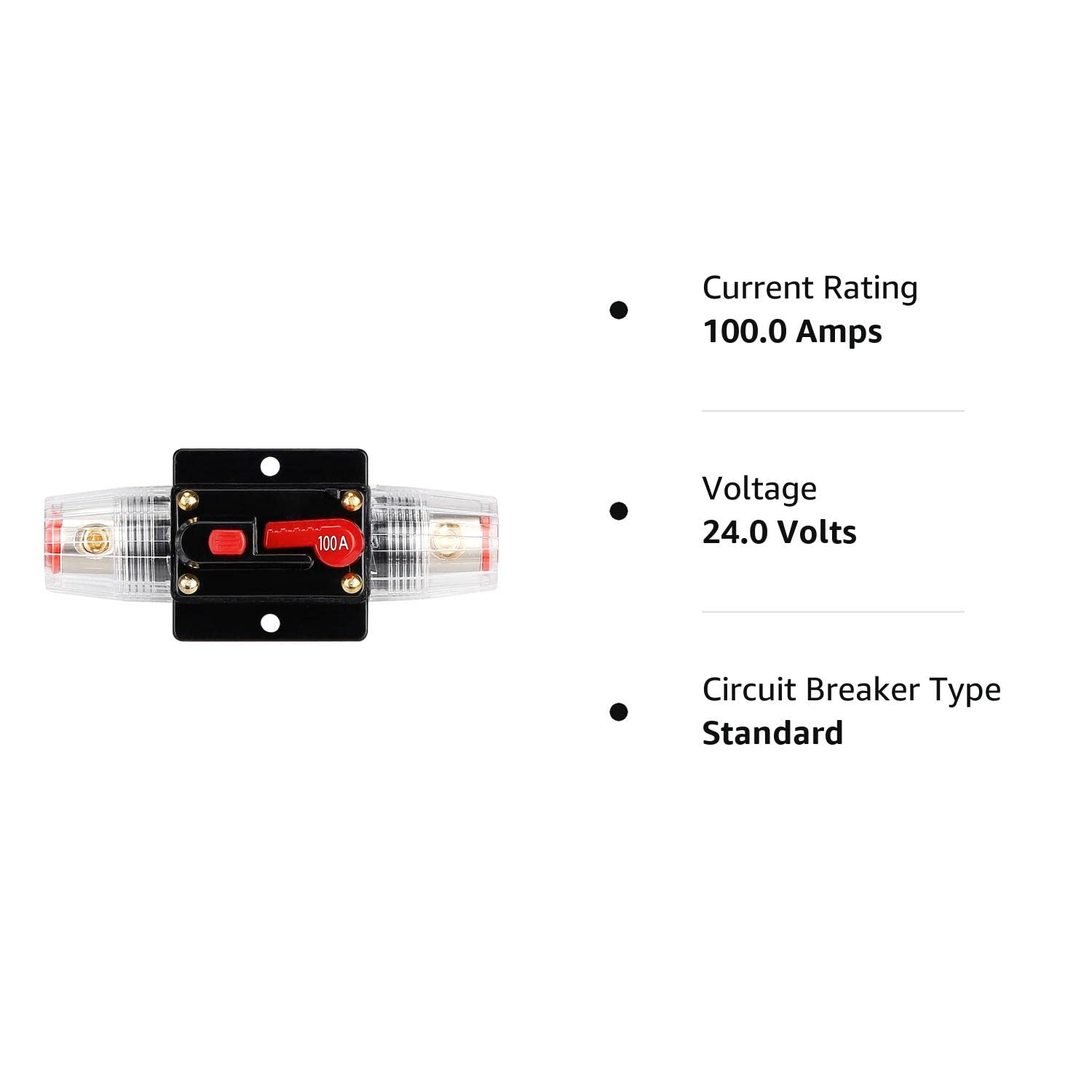 Disyuntor de audio de 100 amperios, portafusibles de 12 V-24 V CC, interruptor de interruptor de 20 a 300 A, disyuntor en línea con botón de