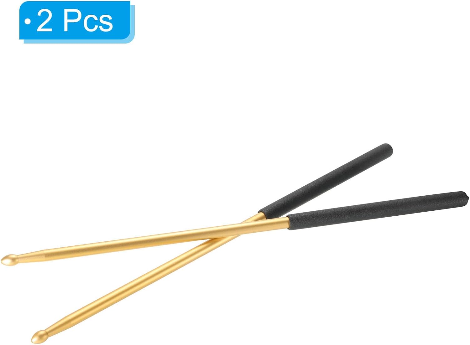 PATIKIL Bastón de metal 5A antideslizante para tambor de jazz, batería electrónica, instrumento musical, percusión dorada, 1 par
