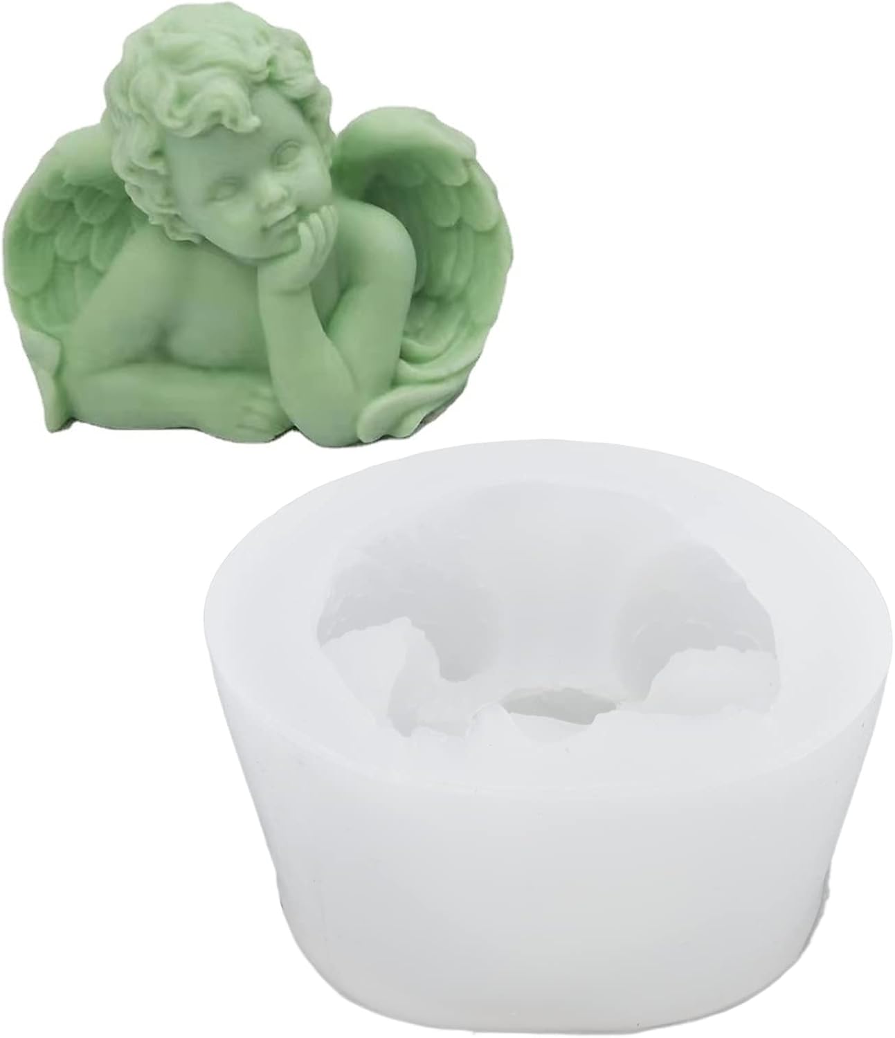 Tomotato Molde de resina de ángel 3D, molde de silicona reutilizable de grado alimenticio, moldes para hacer manualidades para decoración de jabón,