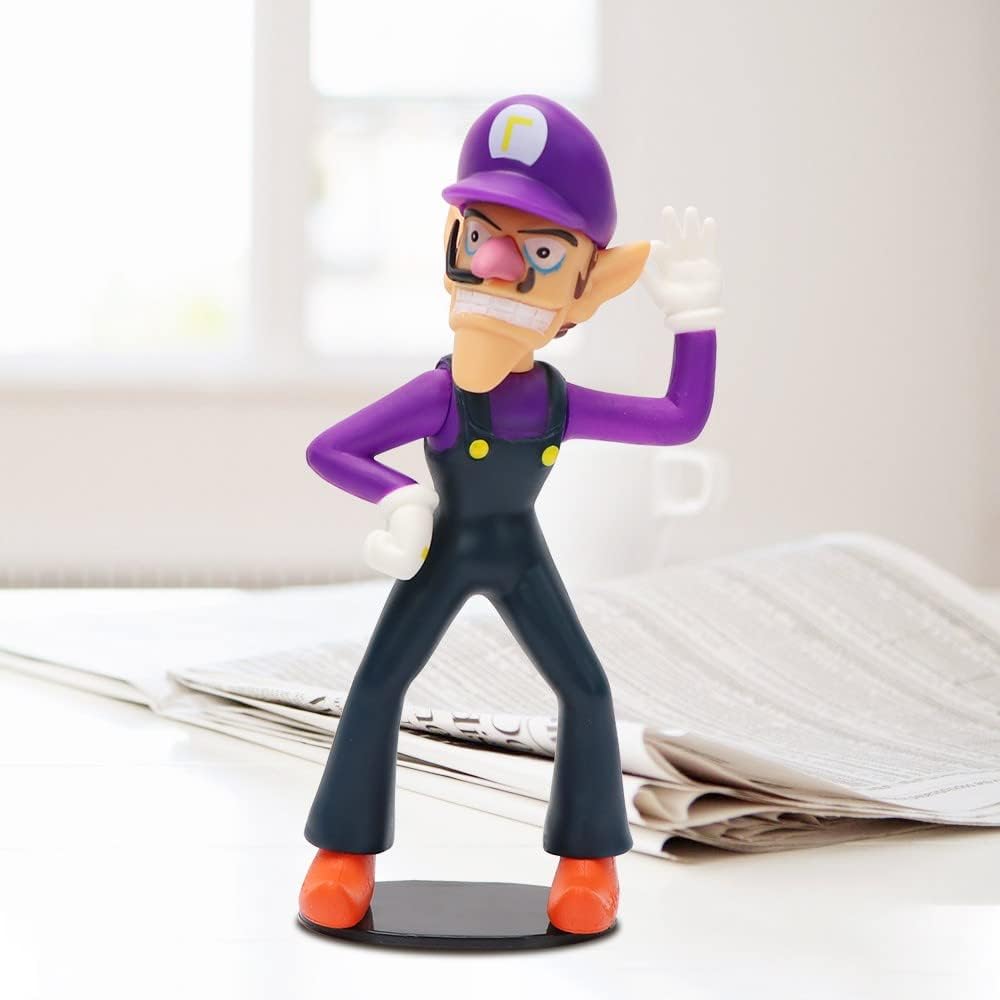 Super All Star Collection Bad Guy Waluigi figura de acción de juguete con sombrero morado de 7.2 pulgadas