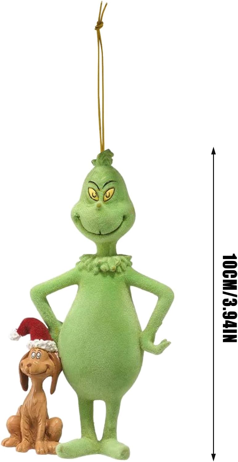 Adorno colgante de árbol de Navidad, divertido colgante decorativo de Navidad con diseño de monstruo de pelo verde, 1 pieza de regalo colgante de