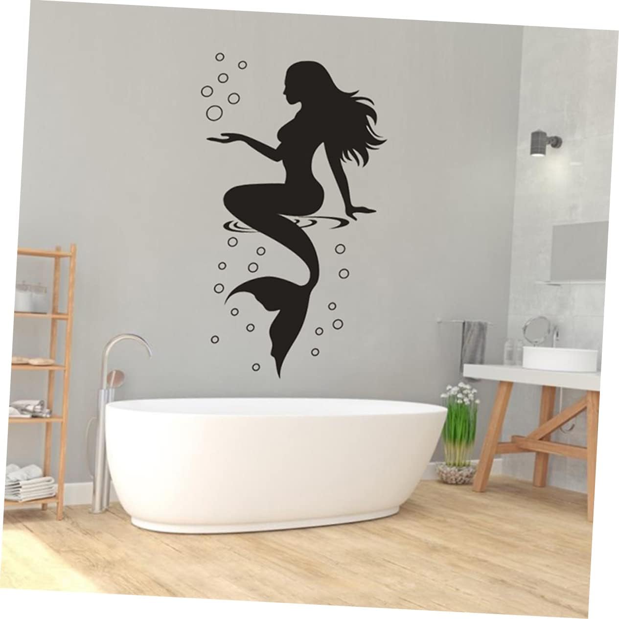 Abaodam 6 calcomanías de pared de sirena bajo el mar, calcomanías de pared de sirena, arte de pared de sirena negra, calcomanías de princesa de