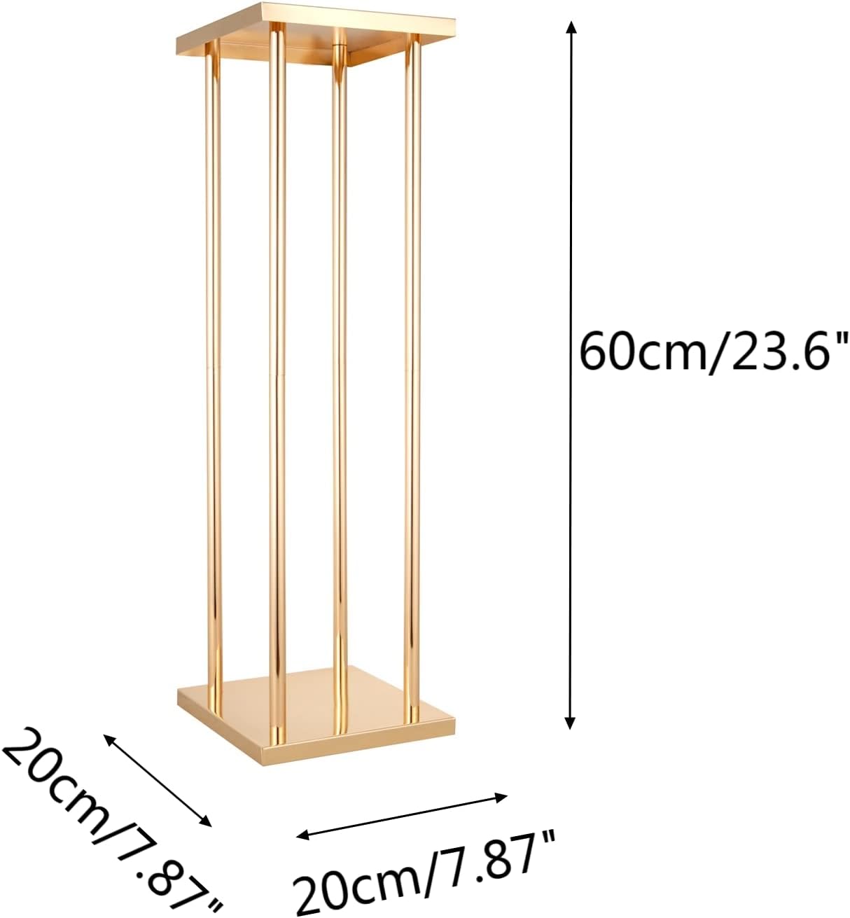 10 jarrones rectangulares, centros de mesa de boda para mesas, soporte geométrico de metal para flores, dorado, 23.6 pulgadas de alto, jarrón de