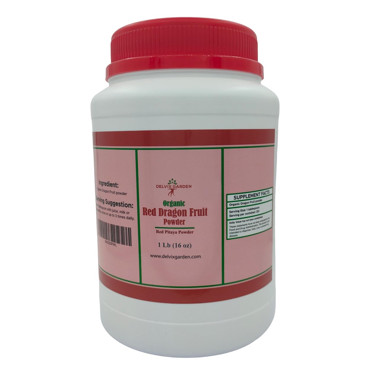 Polvo orgánico de fruta del dragón polvo de fruta del dragón liofilizado, sin OMG, 1 lb (16 oz)