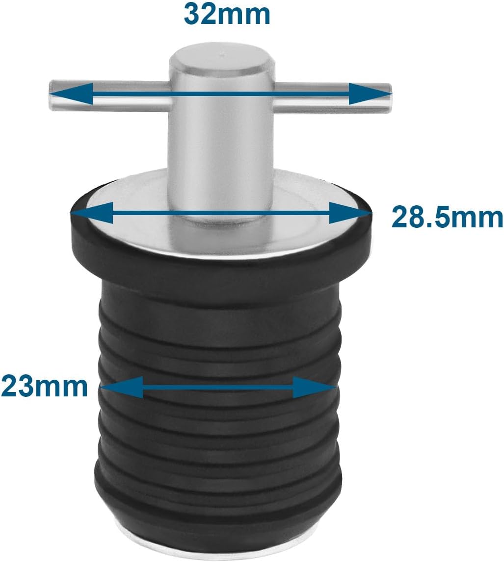 Create idea Tapón de drenaje con mango en T marino, tapón de drenaje giratorio, tapón de compresión de barco, tapón de goma para orificio de 0.984