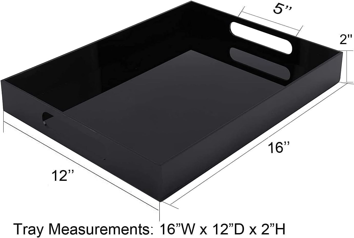Bandeja de acrílico duradera para servir el desayuno, bandeja grande rectangular impermeable de 0.197 pulgadas de grosor con asas para café, té,