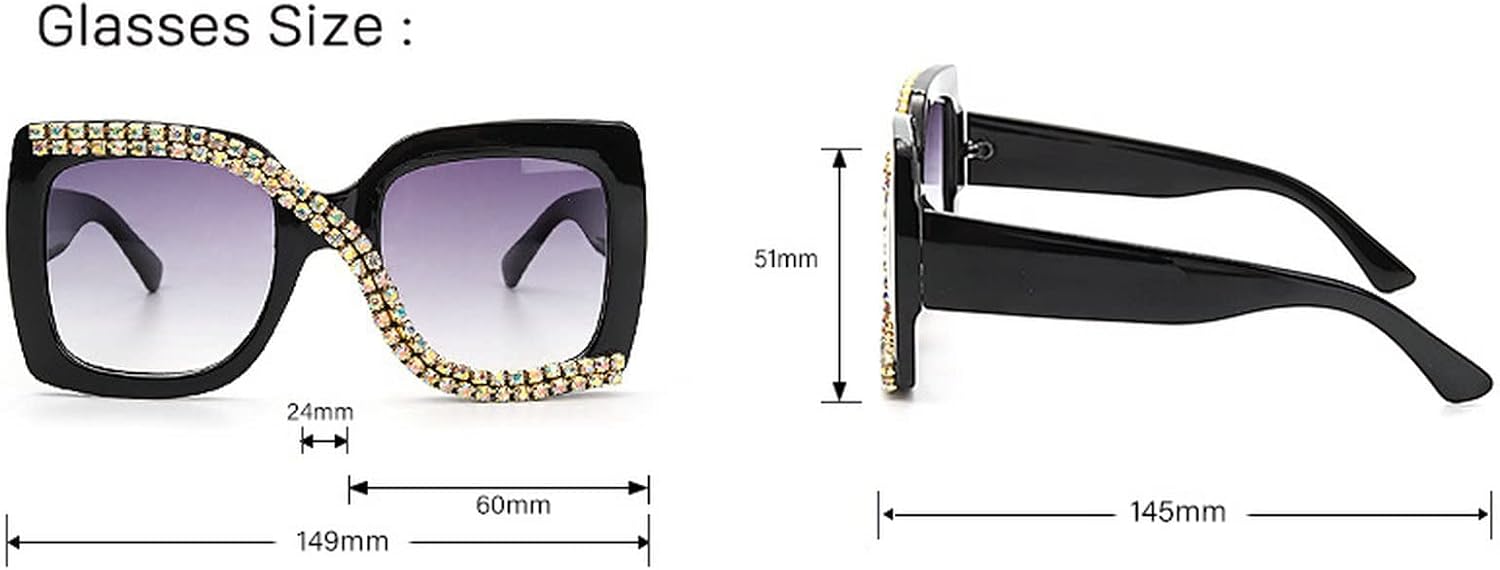 mincl Gafas de sol de lectura bifocales brillantes con diamantes de moda para mujer, protección UV 400, para exteriores, lectores solares cuadrados