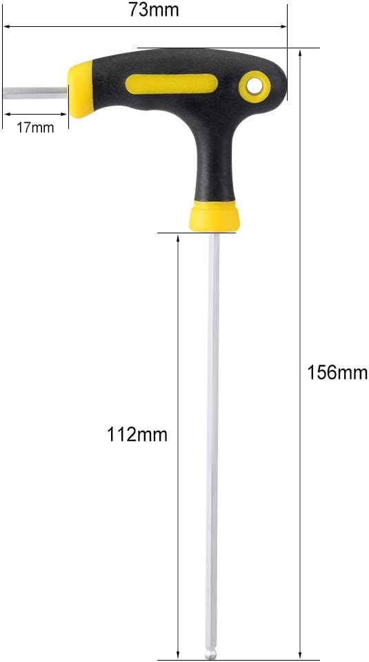 uxcell Llave hexagonal magnética con mango en T de punta de bola métrica de 0.118 in