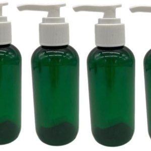 Botellas verdes Boston sin BPA de 4 onzas, paquete de 6 recipientes vacíos recargables, aceites esenciales, aromaterapia, bomba blanca, fabricadas Botellas verdes Boston sin BPA de 4 onzas, paquete de 6 recipientes vacíos recargables, aceites esenciales, aromaterapia, bomba blanca, fabricadas