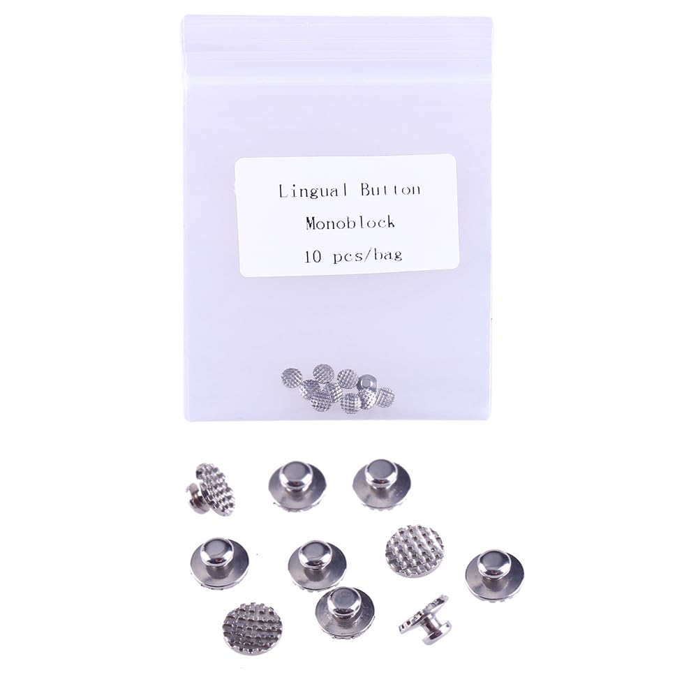 Angzhili 50pcs5Bag Botones Lingües Dentales Base Redonda, Monoblock, Materiales Dentales de Ortodoncia