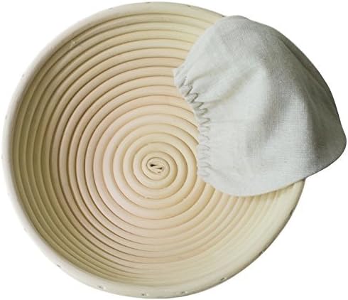 Banneton Brotform – Cesta redonda de ratán a prueba de masa de pan de 9.8 pulgadas, hecha a mano con tela de lino  9.8 x 3.3 in