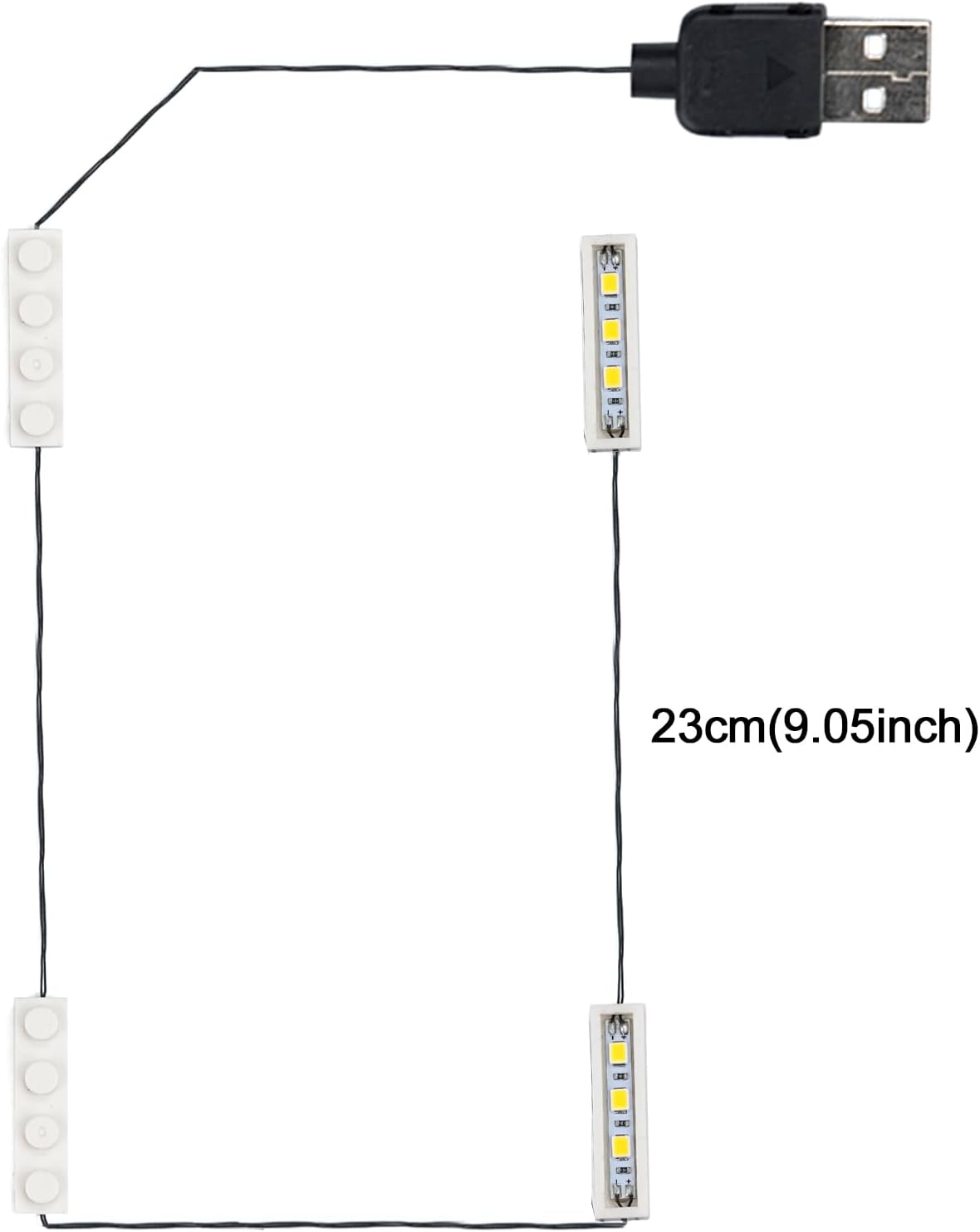 BrickBling 1 paquete de luces LED blancas cálidas 4 en 1, luz LED alimentada por USB, compatible con ladrillos Lego