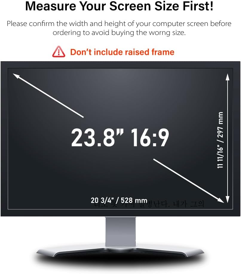 23.8 pulgadas – Relación de aspecto 169  Filtro de pantalla de privacidad para computadora para monitor de pantalla ancha  Anti-reflejo  Película