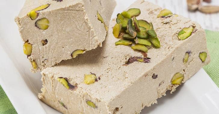 Mediterranean Pistachio Halawa – Durra Pistachio Sesame Tahini Fudge Halva 1 Pack 12.3oz. (12.35 oz) cada uno. – 12.35 oz cada uno