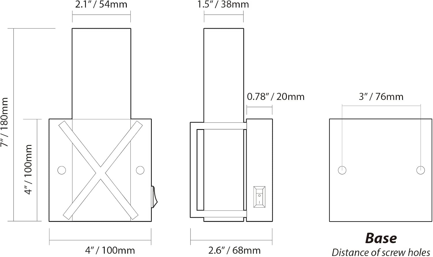 Dream lighting Aplique de pared LED de 12 voltios para casa rodante con interruptor para autocaravana, cámper, remolque, dormitorio, negro mate,