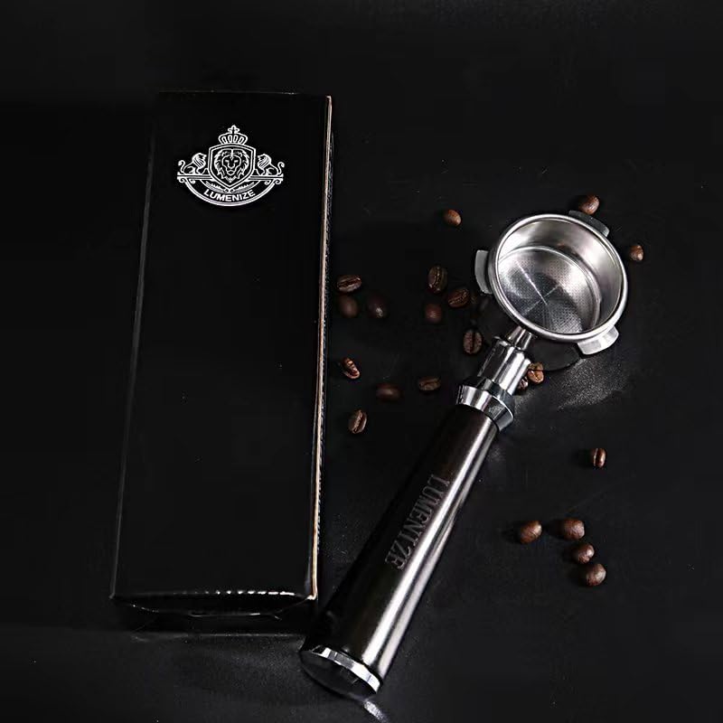 Portafiltro sin fondo espresso de 2.126 in con cepillo de limpieza  Compatible con portafiltro Breville Barista Express de acero inoxidable